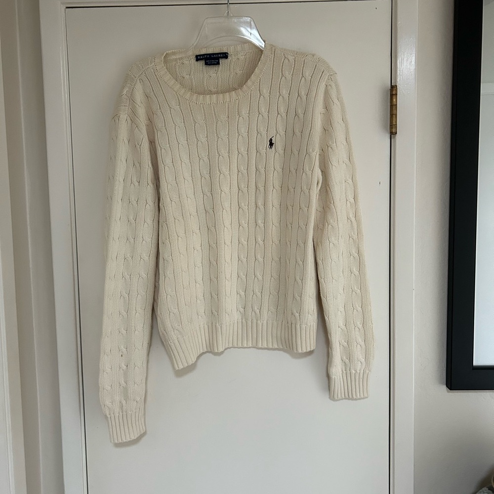 Ralph Lauren Cream Cable Knit Crew Neck Sweater